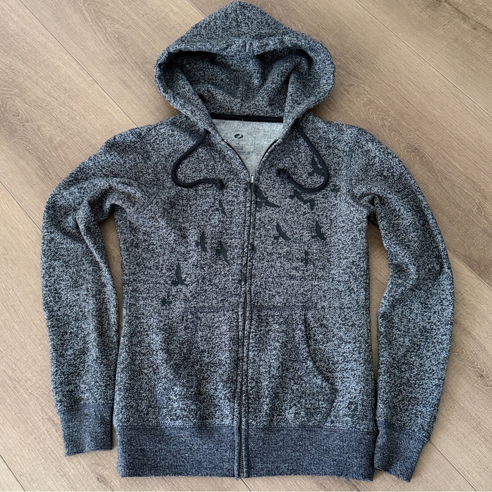 Oiselle Hoodie Women XS‎ Gray Birds Pullover Athletic Running Sweatshirt - Picture 2 of 7